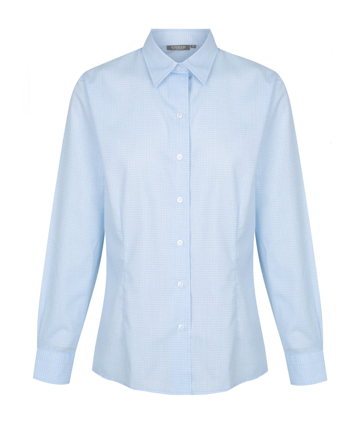 Women's Textured Mini Check Long Sleeve Shirt - 1295WL