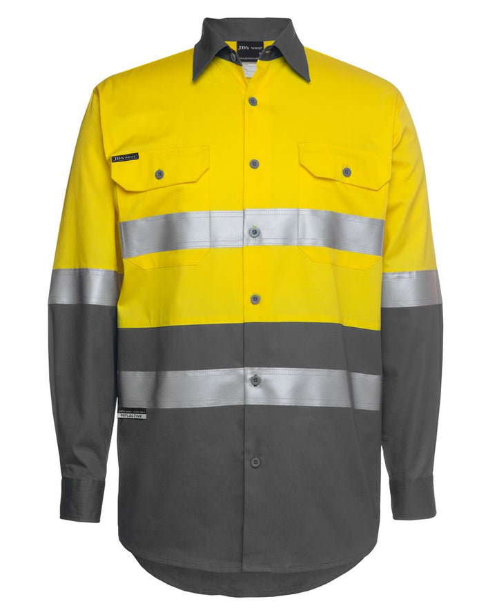 JB's Hi Vis Long Sleeve (D+N) 150g Work Shirt - 6DNWL (5 Colours)