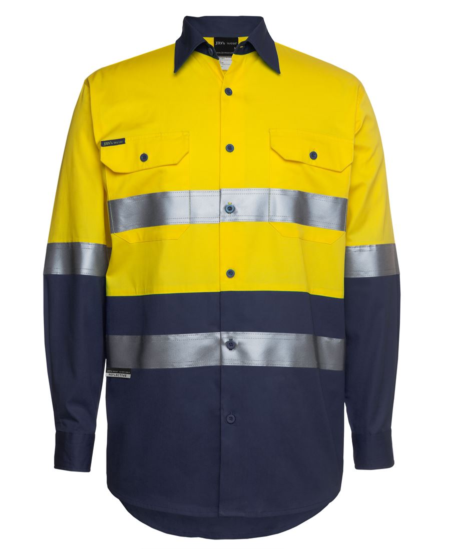 JB's Hi Vis Long Sleeve (D+N) 150g Work Shirt - 6DNWL (5 Colours)