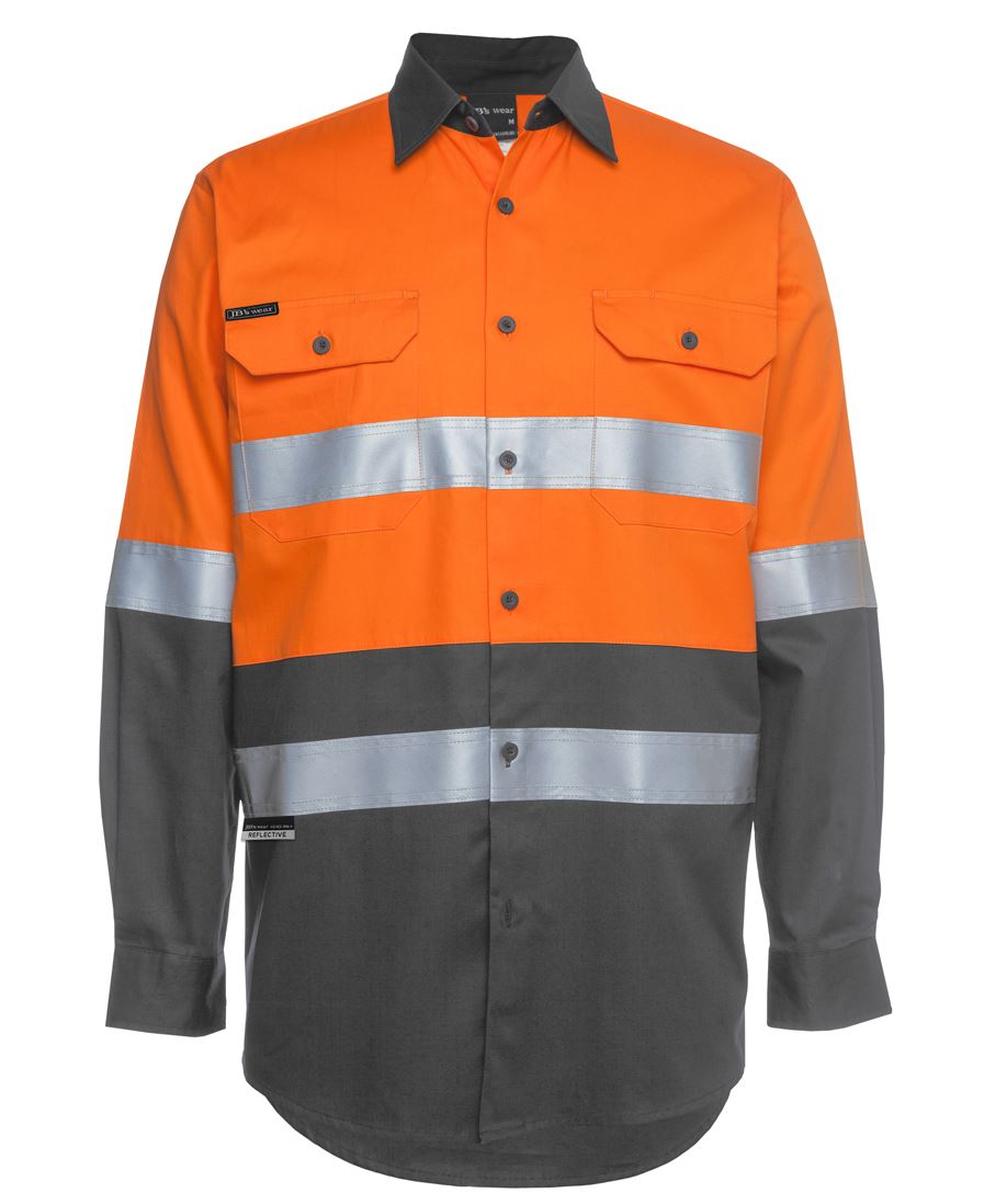 JB's Hi Vis Long Sleeve (D+N) 150g Work Shirt - 6DNWL (4 Colours)