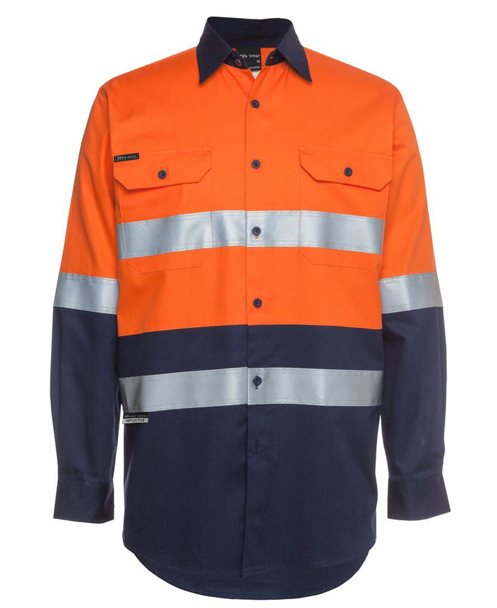 JB'S Hi Vis (D+N) Long Sleeve 190G Work Shirt - 6HLS