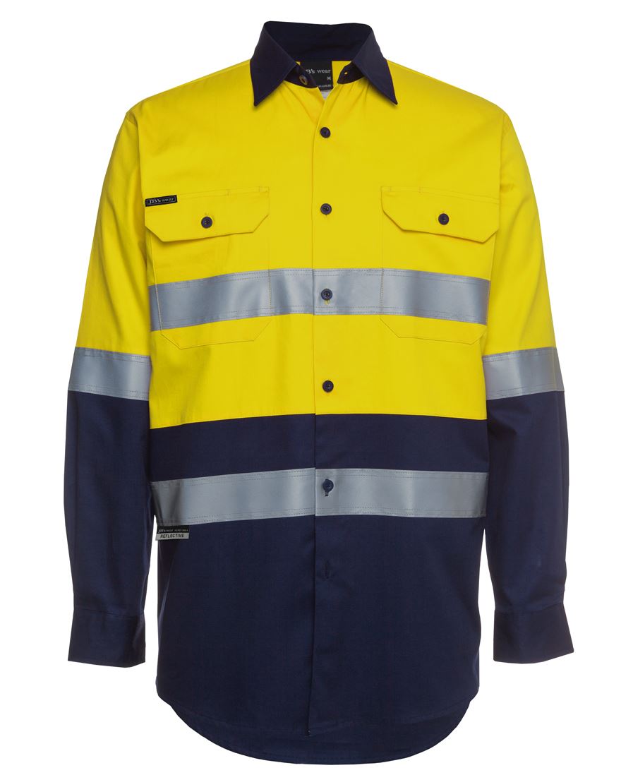 JB'S Hi Vis (D+N) Long Sleeve 190G Work Shirt - 6HLS