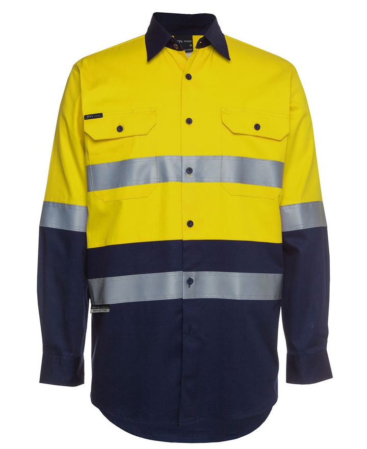 JB'S Hi Vis (D+N) Long Sleeve 190G Work Shirt - 6HLS