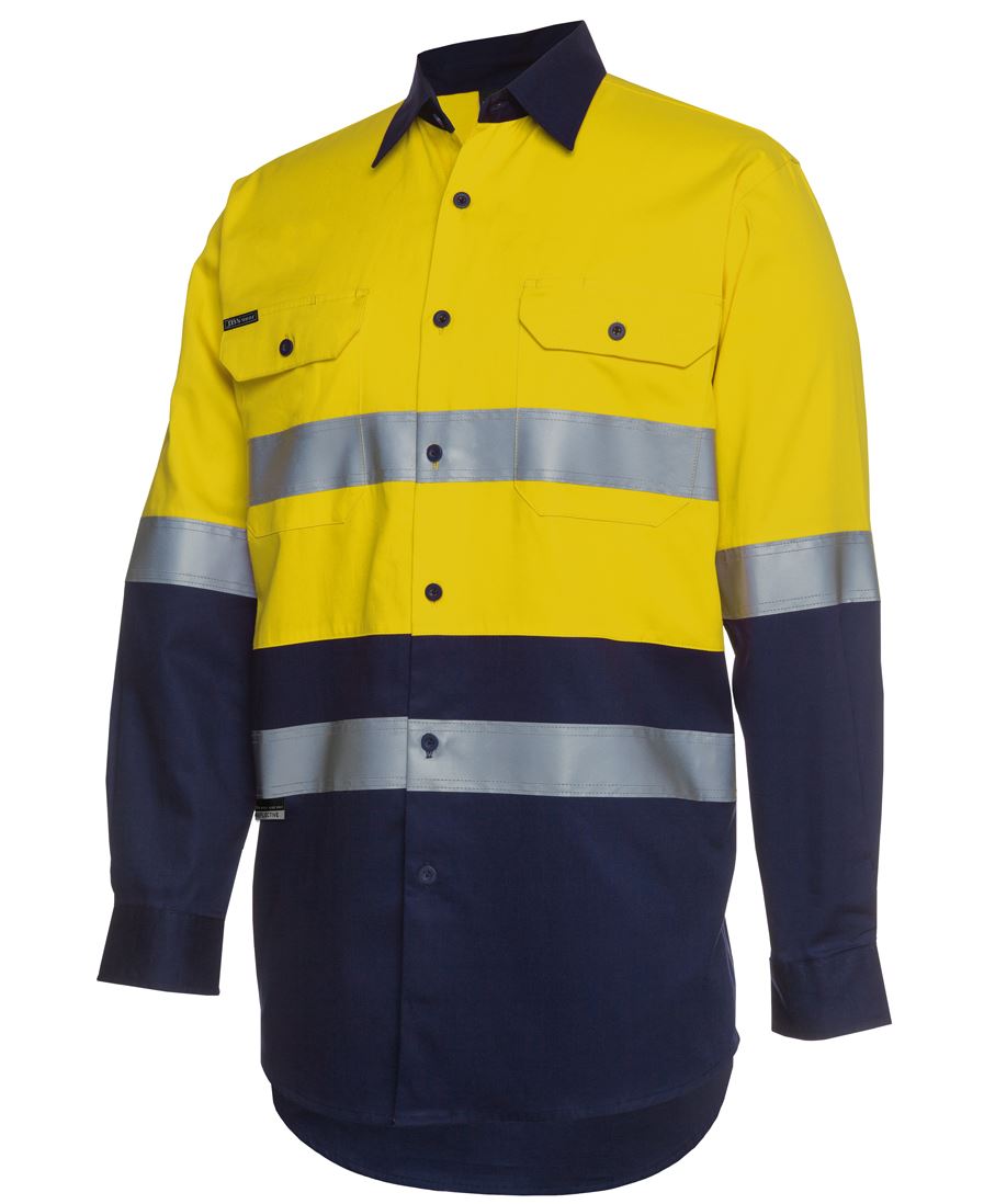 JB'S Hi Vis (D+N) Long Sleeve 190G Work Shirt - 6HLS