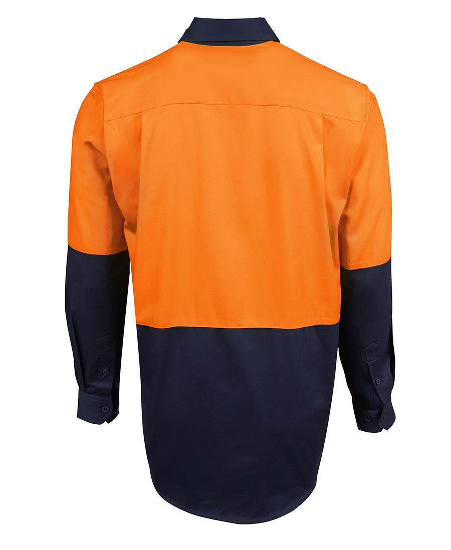 JB's Hi Vis Close Front Long Sleeve 190G Work Shirt - 6HVCF