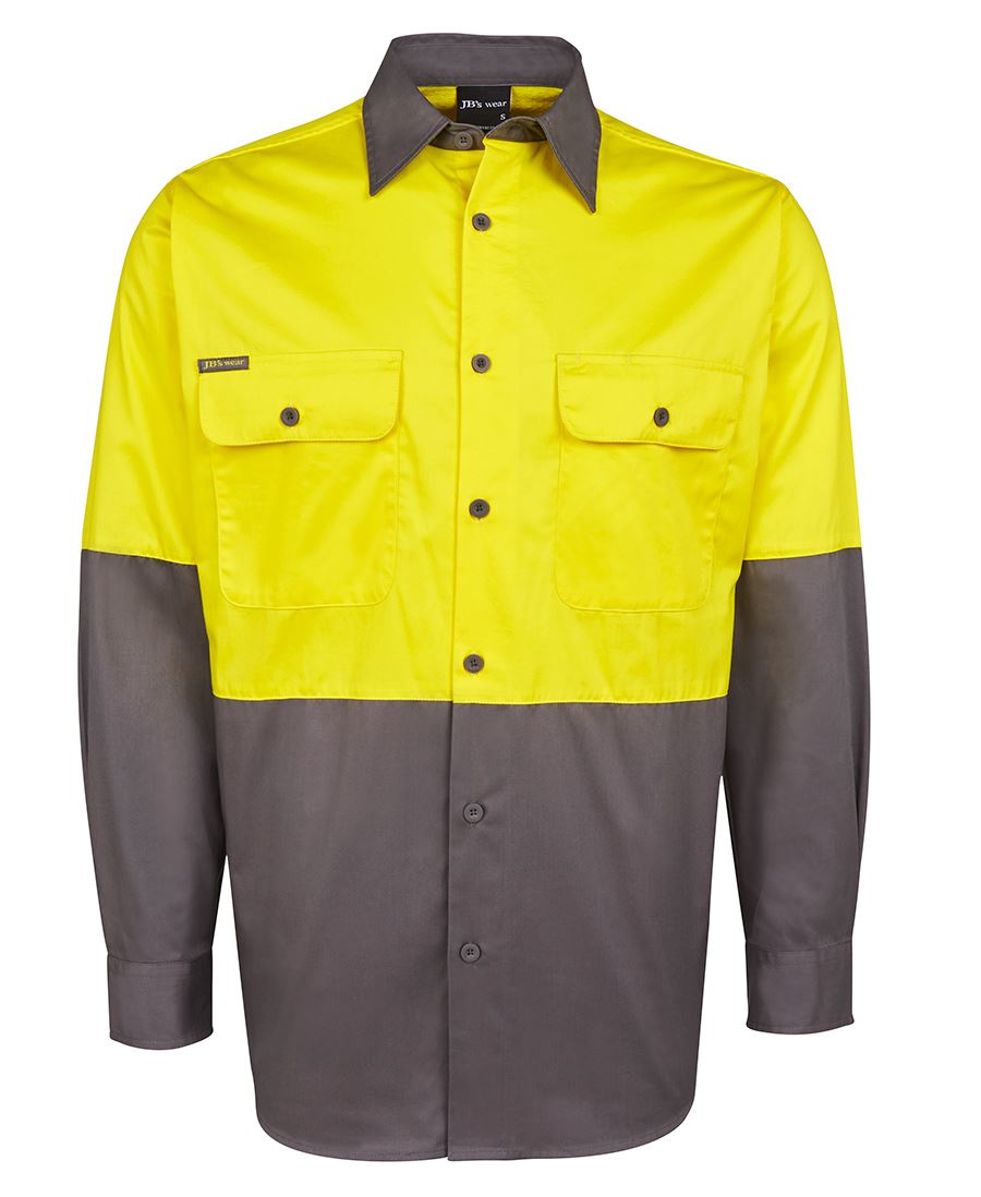 JB's Hi Vis Long Sleeve 150g Work Shirt - 6HWSL