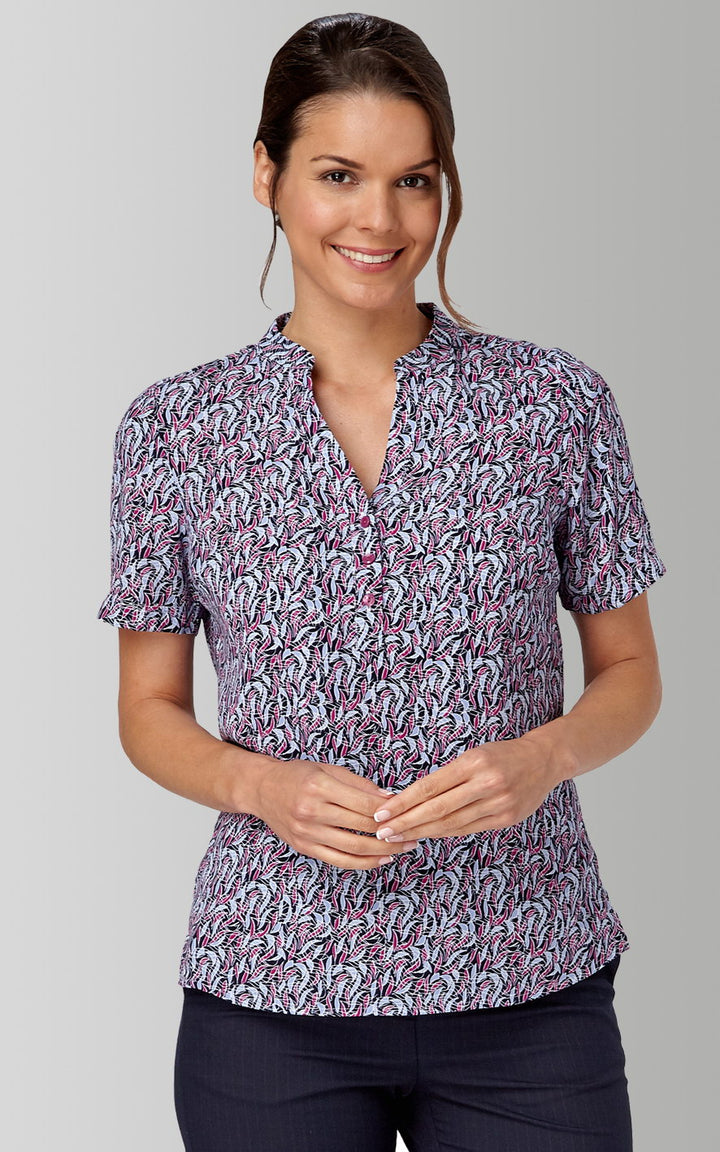 Billie 3 Button Neck Short Sleeve Top