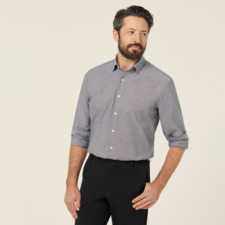 Cotton Chambray Long Sleeve Shirt - CATJJU