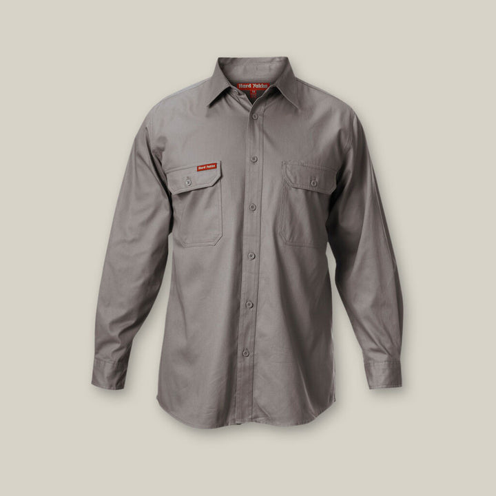 Long Sleeve Open Front Cotton Drill Work Shirt - Y07500